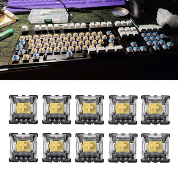 10 stk. Gateron Yellow G-switche til mekanisk tastatur med MX-switche 50g