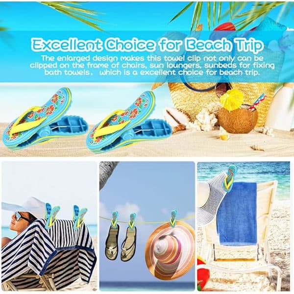 2 stk. plastikclips til linned, strandclips, badehåndklædeclips, engros