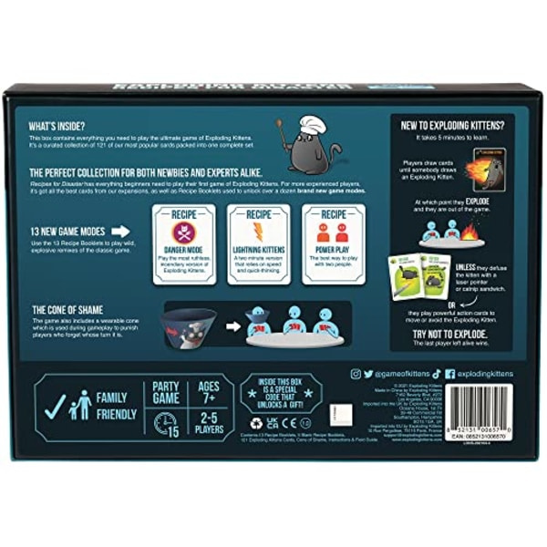 Exploding Kittens Recepts for Disaster Deluxe - Exploding Kittens -korttipeli aikuisille, teineille ja lapsille sininen blue