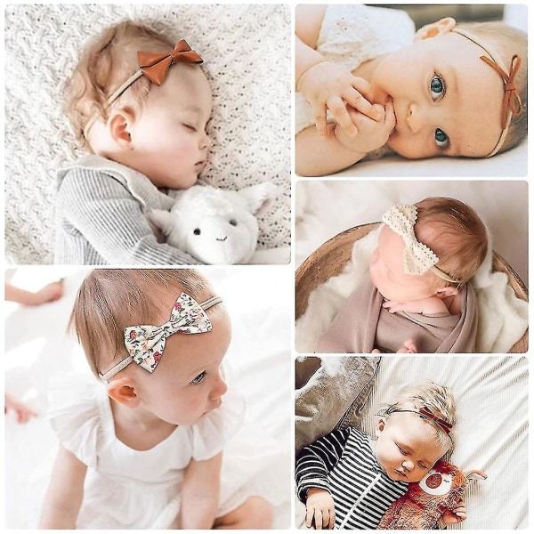 Baby Girls Pannband och rosetter Hårband Mjuka nylon Handgjorda H