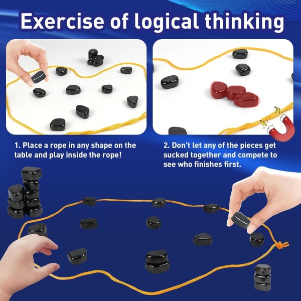 Sjovt Magnetisk Brætspil Puslespil Strategispil, Magnetisk Brætspil Familiespil Børn Voksne Julegave (YX) B med Reb