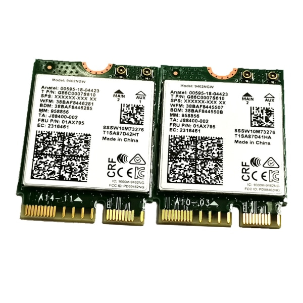 Trådlös AC Dual Band Wifi-kort Adapter för Intel 9462NGW CNVI NGFF för M.2 för Key E med Bluetooth Kompatibel 5.0 för