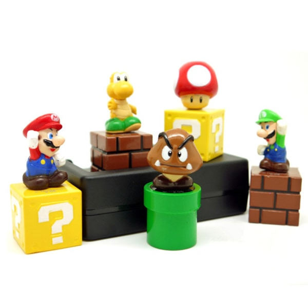 6 ST Super Mario Anime Action Figur Byggstenssats Barnleksak 6PCS