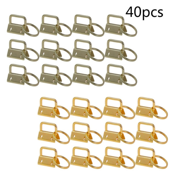 40 st/set Nyckelring Hårdvara Set Perfekt för att Skapa Nyckelringar Hantverk för Nyckelring Fob Armband med Split R Ljus Guld