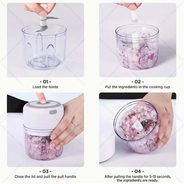 Mini elektrisk foodprocessor USB genopladelig 250 ml enhånds grøntsags- og hvidløgshakker bærbar køkkenprocessor grøn