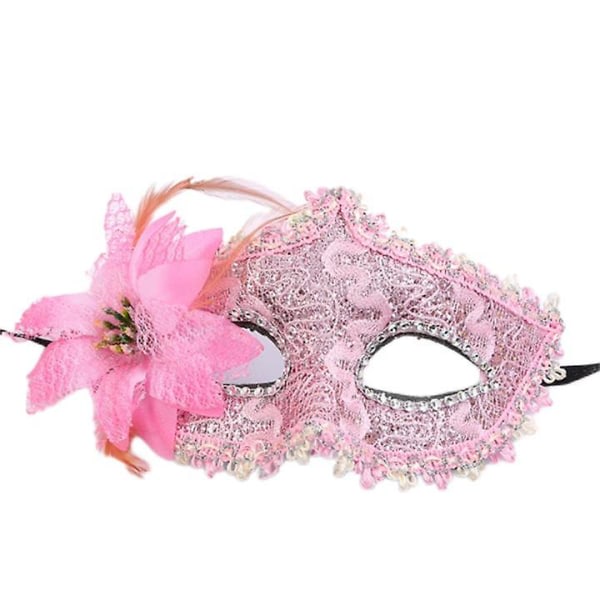 Dam Masquerade Mask Halloween Spets Ögonbindlar Carnival Ball rosa