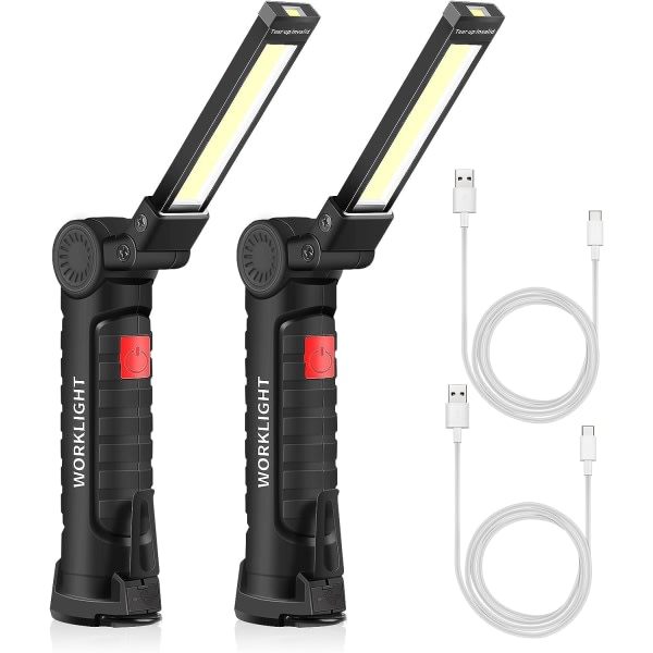 2 stk. USB-genopladelig lommelygte, LED-lommelygte, bærbar ma W51