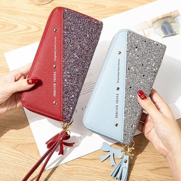 Dam Kortfodral Plånbok Clutch Väska PU Läder Myntbörs Wine Red