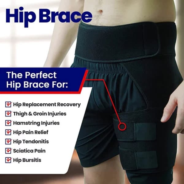 Flexible Hip Brace - Soft Support for Increased Hip and Thigh Stability, Black