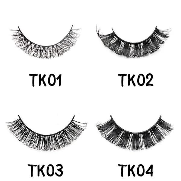 10 paria tekoripsiä / silmäripsiä - Valitse malli Musta TK02 Black TK02