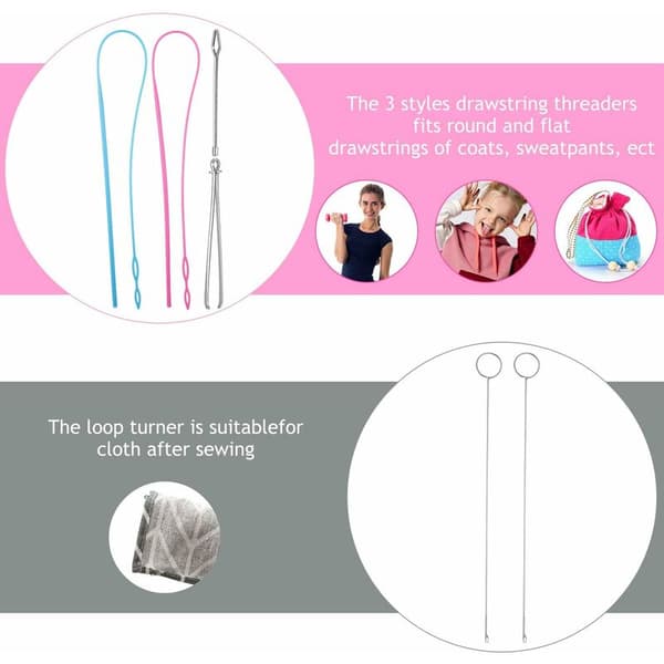 Sætsyning Loop Kit, Inklusive Loop Turner Krog Fleksibel Snor Tråder Metal Pincet Lang Loop Turner Værktøj med Lås til DIY Strikketilbehør