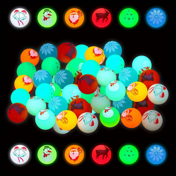 24 stk., Juleadventskalender, 2023 Christmas Glow studsbollar, Glow In The Dark studsbollar til børn, gummi studsbolde Bulk 24stk