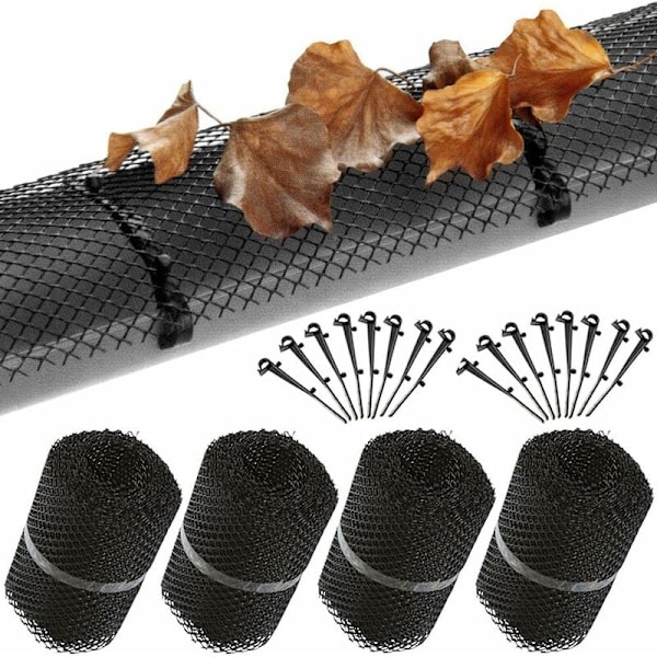 Takrennerensbeskyttelse netting 16cm x 6m med 60 festeklips 4x