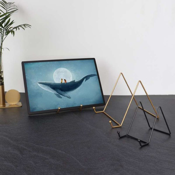 3-pack metalldisplaystativ i järn för tallrikar, tallrikshållare, displaystativ för bilddekorativa tallrikar, böcker, guld L