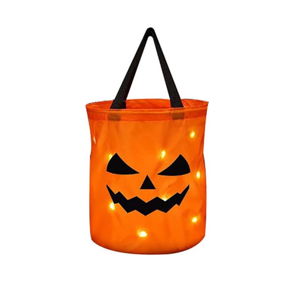 2 stk. LED-opplyste Halloween Trick or Treat-bøtter med gresskar