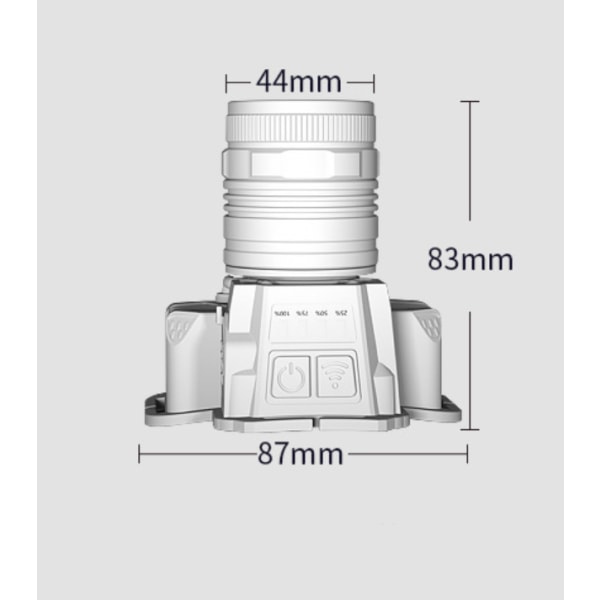 Pannlampa Tehokas zoom-valokeila USB-ladattava ulkoilma monitoiminen taskulamppu, valkoinen valo, T8 Wick
