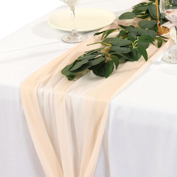 2-delad Chiffon Bordlöpare, Lång Transparent Romantisk Löpare för Bröllop och Rustik Dekoration (70 x 400 CM) #5-5