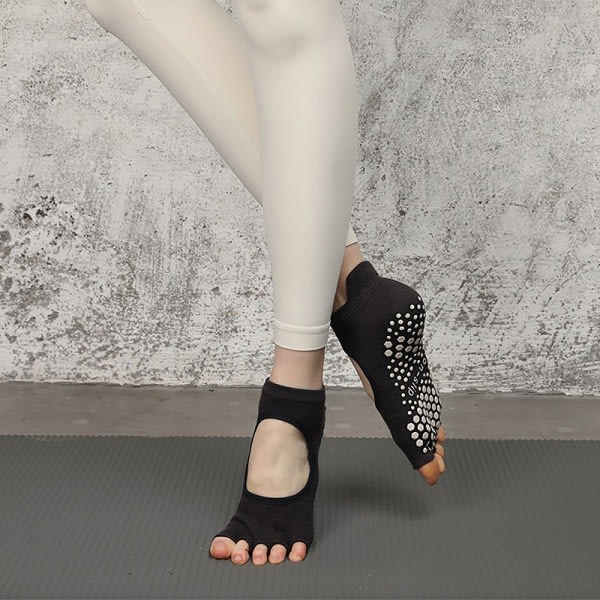 Kvinnor Halvtå Balett Yogastrumpor Halkfri Peep Toe Anti-Slip Pi A4