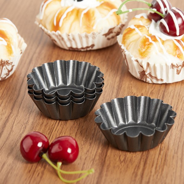 4 stk/lot Non-stick kage Quiche Flan Pan Form Cupcake Æg Tærte B