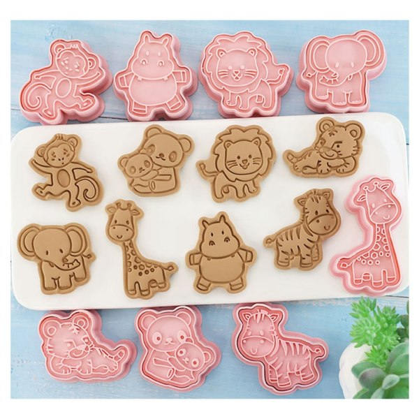 16 stk. Dyreformede DIY-kaker PP-material Pressbare kakeform