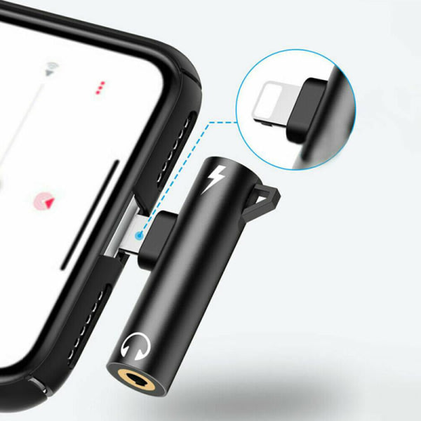 Til iPhone 8 7 Plus X Lightning til 3,5 mm Aux-hovedtelefonstikadapter J Sølv Silver