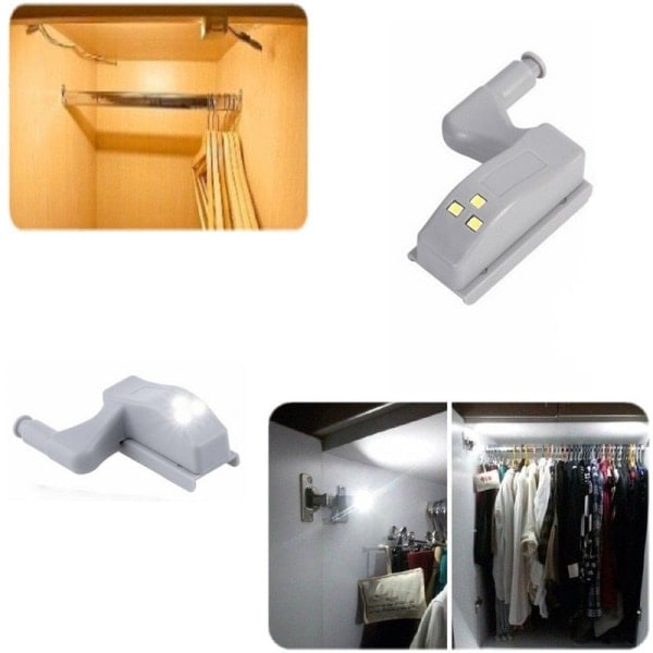 10 stk LED Smart Touch Induktionsskablys Garderobebelysning Skab indre hængsel Lampsensor Natlys til Garderobeskab Varmt Hvid