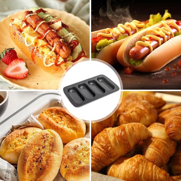 Baguetteform - Bageplade til 4 baguetter - Sort - 34,7 x 21,5 x 3 cm