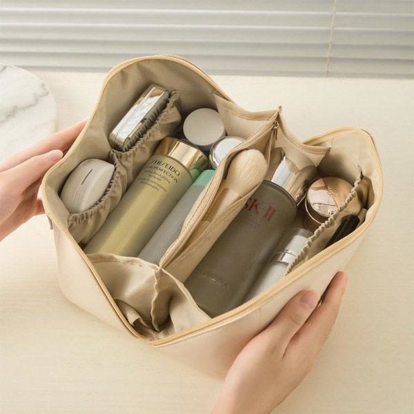 Rymlig Necessär - Perfekt för Resor - Sminkväska Beige