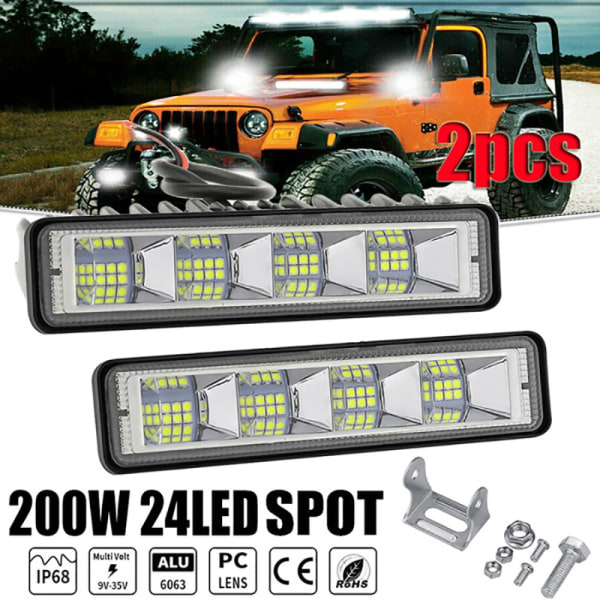 2st 6 tum LED Arbejdsljus Spot Beam Bar Bil SUV OffRoad körning 16LED 2STK