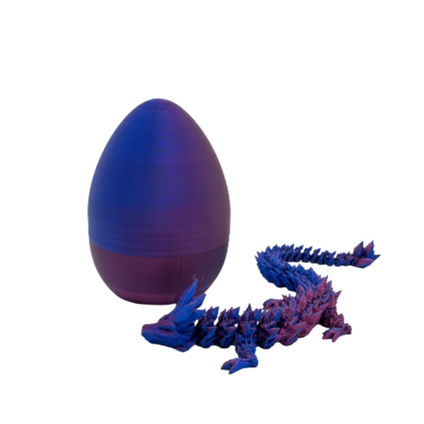 3D-trykt ledddrage med drageegg 3D-trykte krystalldrageleker laser violet