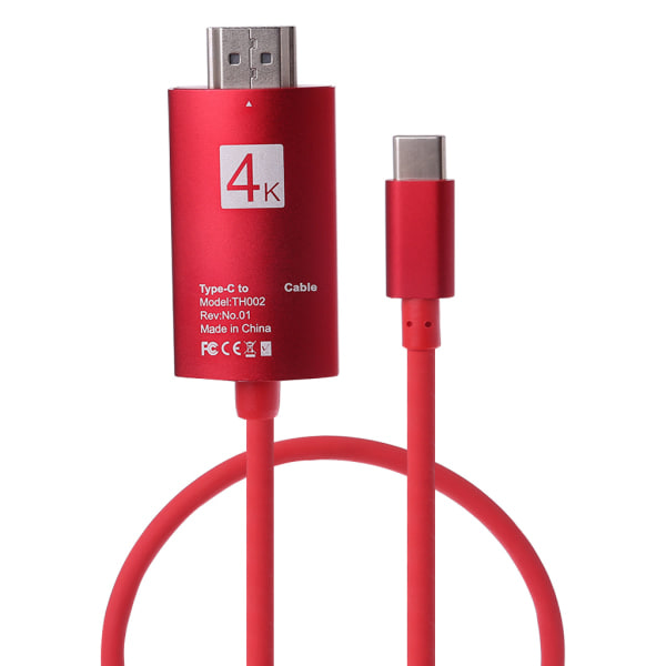 4K@30Hz USB3.1 USB-C Typ C till HDMI Kompatibel Kabel Universal för HDTV Projektorer Skärmar Laptop Mobiltelefon Hög Hastighet Röd
