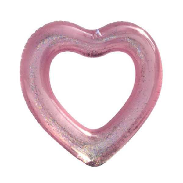 Uppblåsbar paljett Hjärtform Simning Floats Simring Summer Out Pool leksak Sequin love