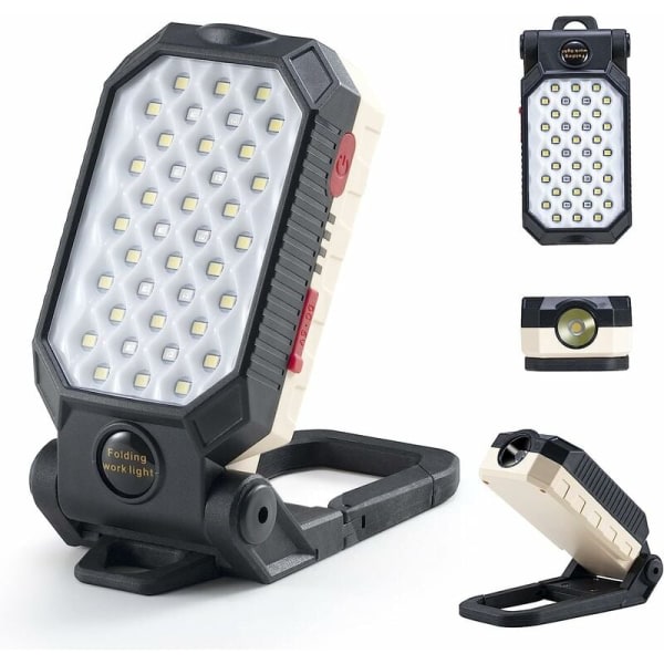 1000 Lumen Uppladdningsbar LED-arbetslampa Arbetsljus med 170° justerbar fästekrok Magnetisk ficklampa Inspektionslampa för bilreparation Hem Camping