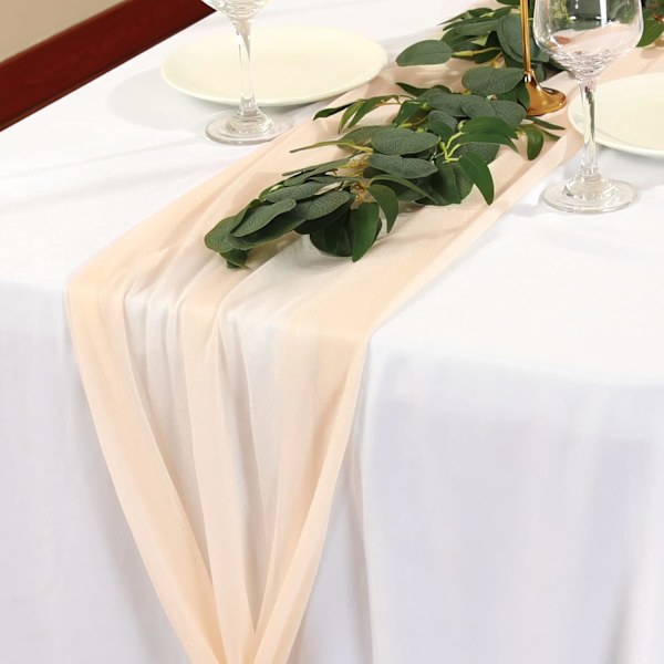 2-delad Chiffon Bordlöpare, Lång Transparent Romantisk Löpare för Bröllop och Rustik Dekoration (70 x 400 CM) #5-5