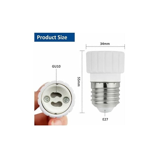 E27 - Gu10 -adapteri, 0-250V, maks. 200W, E27-ruuvikannan muunnin Gu10-kantaan LED-lampuille, halogeeni- ja energiansäästölampuille, keraaminen adapteri, 6 kpl