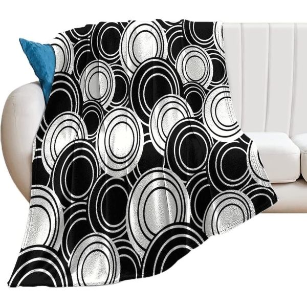 Moderne Abstrakt Geometrisk Bølgeformet Sirkel Fleece Teppe Lettvekt Myk Koselig Sofa Stue Heltårs 50x40in 125x100cm