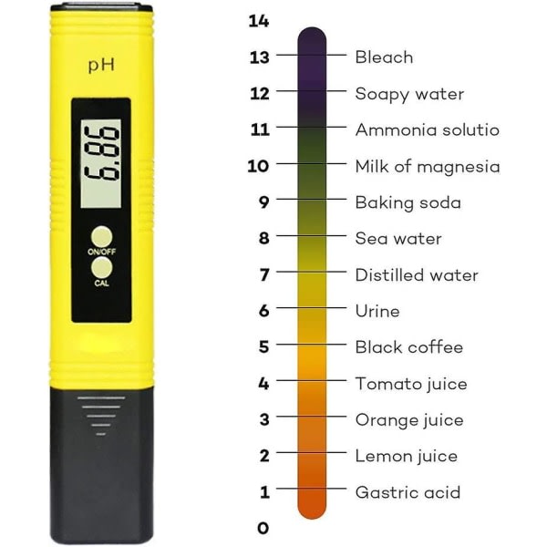 Ph Meter - 0-14 Ph Mätområde Ph Tester, digital Ph Meter Lämplig för noggrann testning av dricksvatten, akvarier, simbassänger, hydroponiska