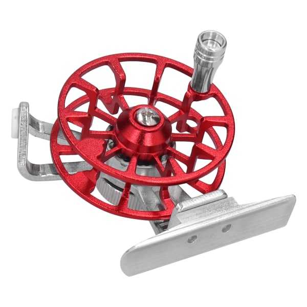 Bärbart isfiskehjul Aluminiumlegering Högerhänt flugfiskerulle Arbetsbesparande (röd)