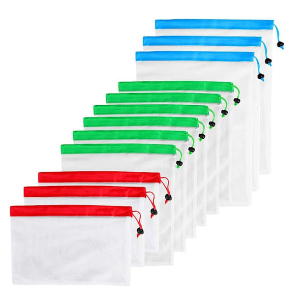 Nätpåsar för Frukt och Grönt - Återanvändbara Förvaringspåsar 12-pack