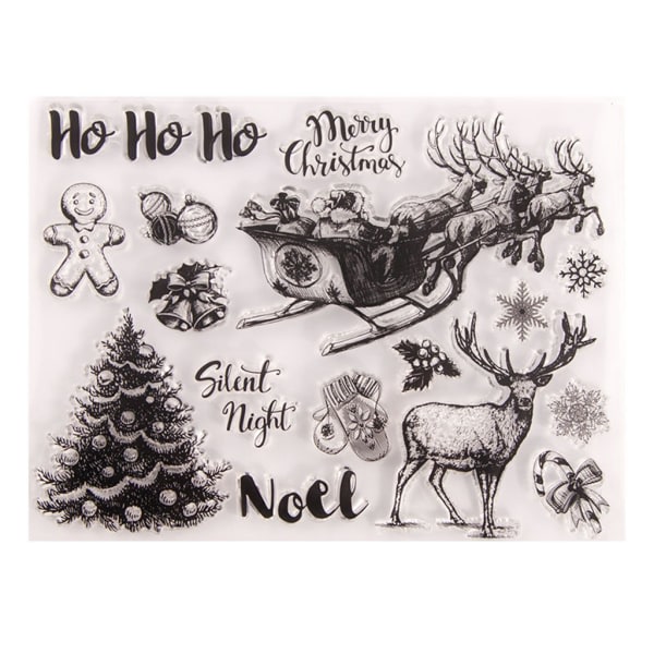 Christmas Deer Tree Silicone Clear Seal Stamp DIY Scrapbooking Prægning Foto