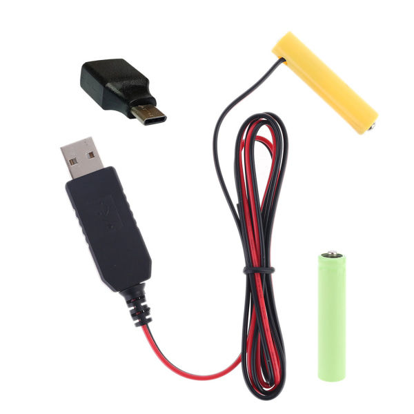 USB-virtalähde 1,5 V AAA-paristolle radioon, sähköleluun, kelloon, LED-nauhaan, lamppuun, laskimeen, 2 AAA