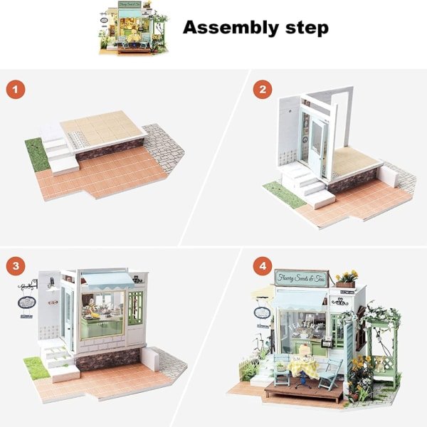 DIY-hus med möbler Barn Vuxna Dockhus Miniatyrdockor Träbyggsatser Montera Leksak Festival Födelsedagspresenter null - C
