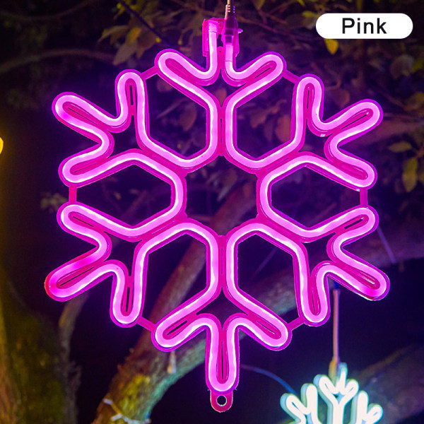 40CM Stor snöflinga String Light Utomhus Snöflinga Led Hängande Rosa one size Pink one size