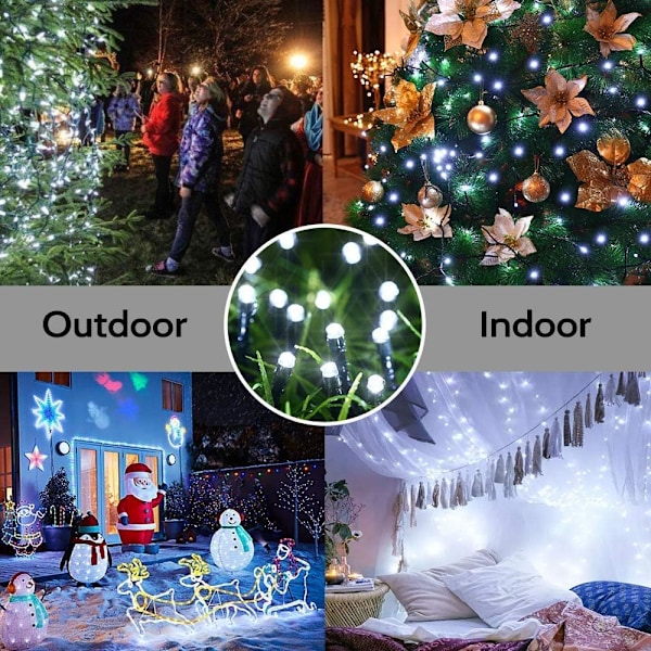 100 LED-slingljus Batteri, Kallt vitt Kall vit 100 LED