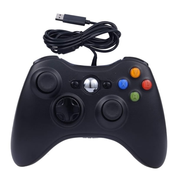 USB-kablet spillkontroller for Xbox 360-kontroller, spillkonsoll, spillkontroll, joystick, fjernkontroll, erstatning, svart