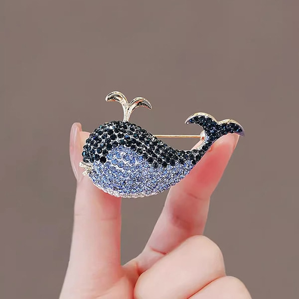 Mode Blå Rhinestone Whale Brosch Damkläder Smycken P 1pc