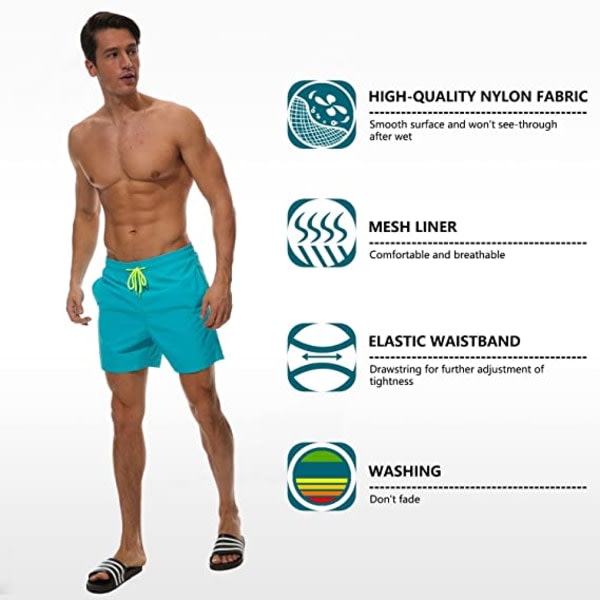 Badbyxor för män Quick Dry strandshorts med fickor (svart) zdq