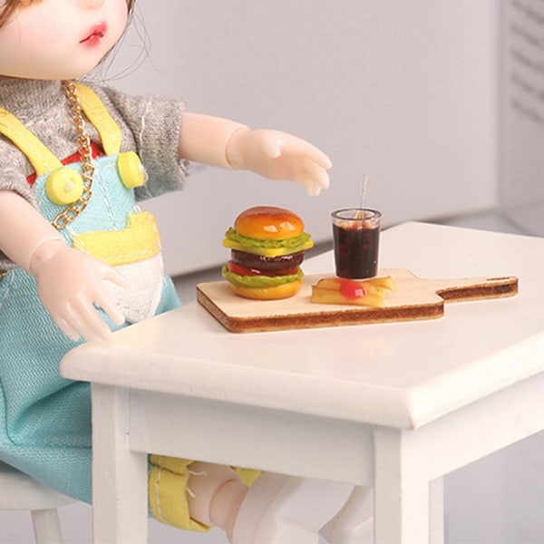 1:12 Miniatyr Dukkehus Hamburger Cola Kopp Pommes Frites Rask for Dol