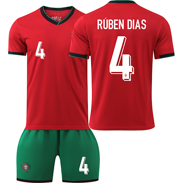 2425 Portugalin jalkapallopaita UEFA Euro Kids Jalkapallopaita Setti No.4 RUBEN DIAS sockless 16