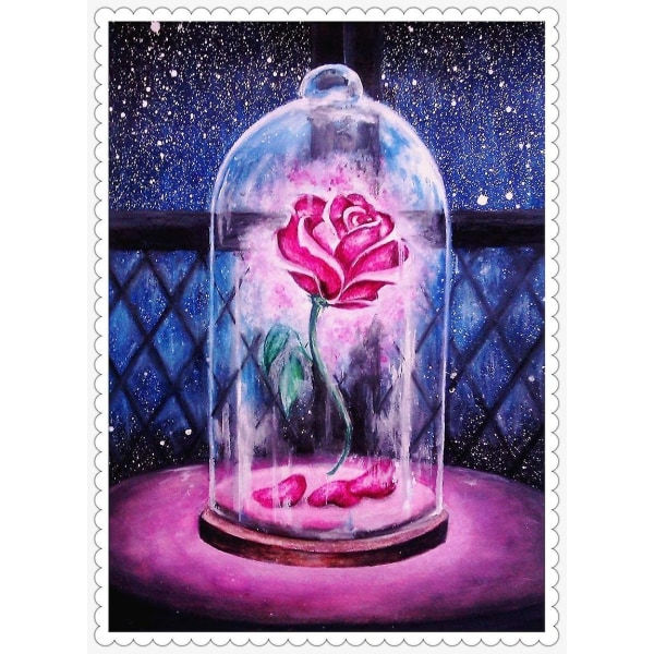 Rose diy 5d diamantmaleri komplet sæt, krystal strassbroderi maleri diamantdekoration til hjem vægdekoration - 40x50cm
